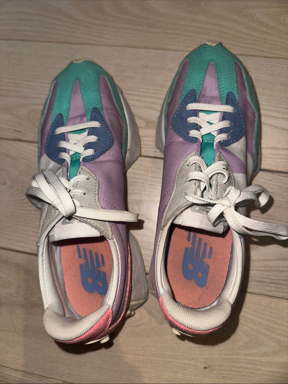 New Balance 327 Women's Retro Runner Sneakers in Lavender, Teal & Coral 7.5 - Picture 7 of 8